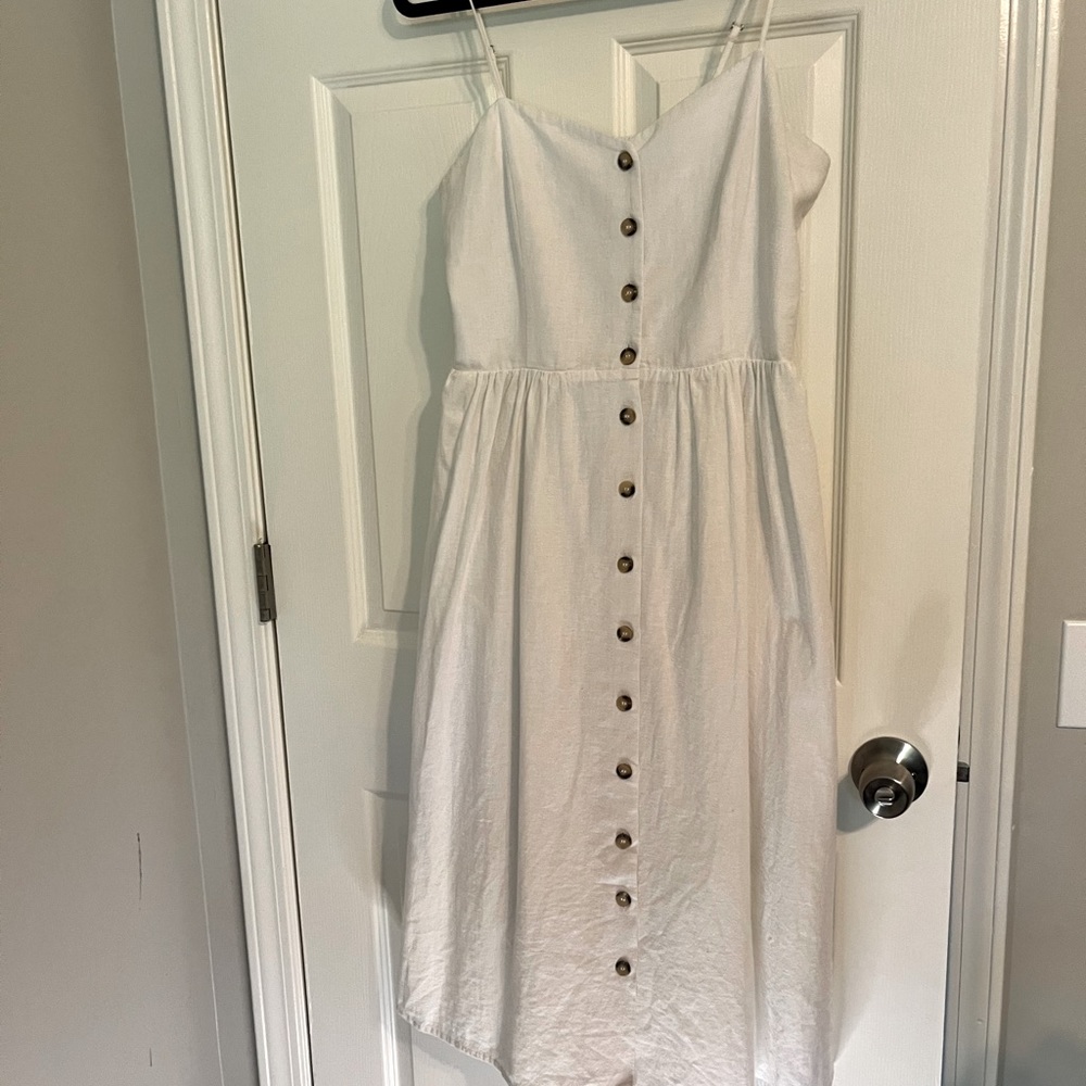 H&M White Linen Dress Size 10
